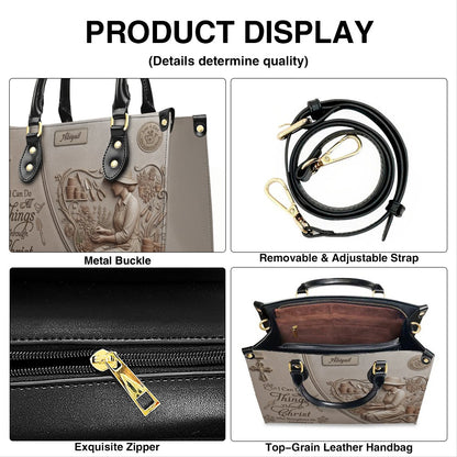 CHRISTIANARTBAG Personalized Leather Handbag - Custom Name Greige Crossbody Bag, Christian Gift for Women, Philippians 4:13 Gardening Tote CAB0171926