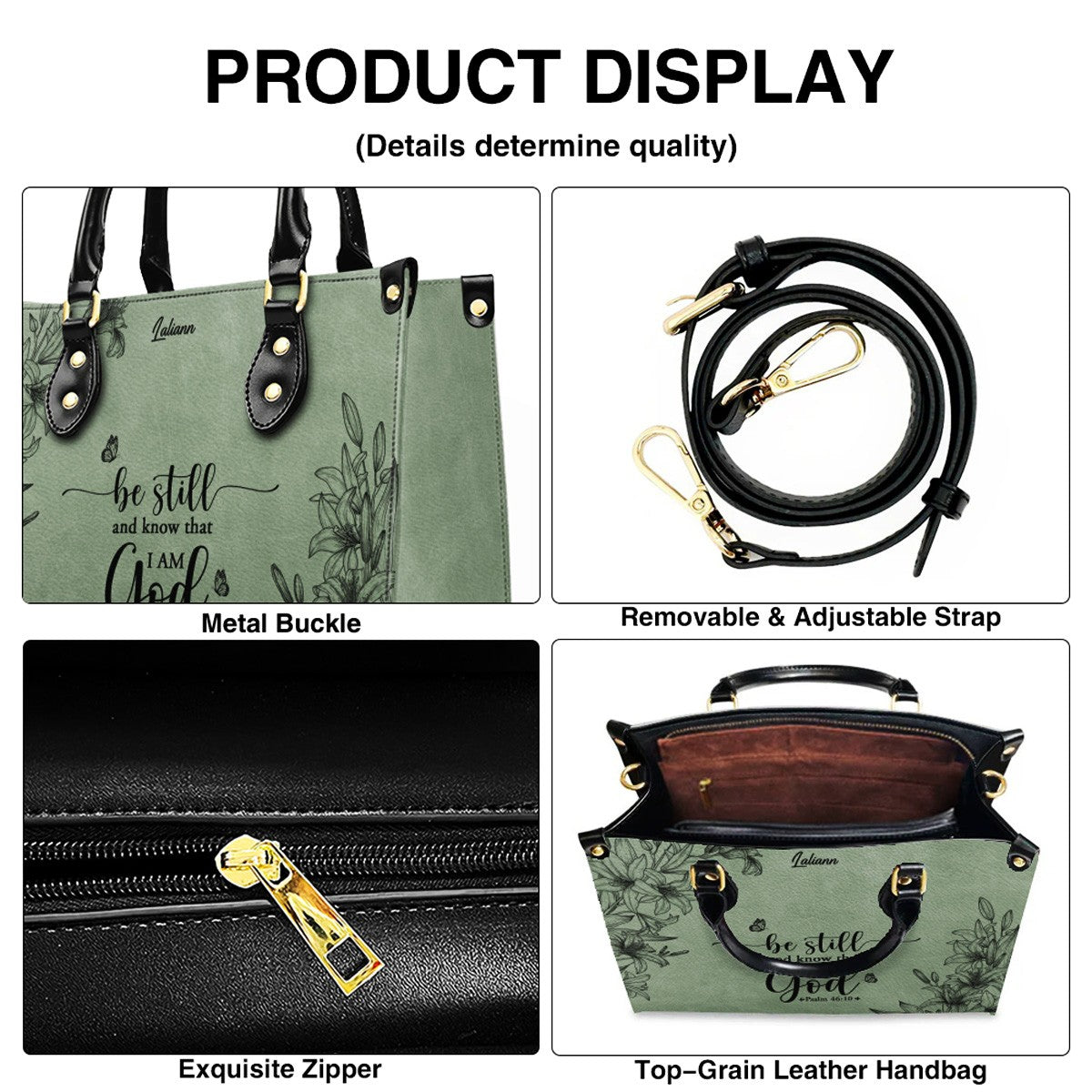 Personalized Leather Handbag & Wallet Set for Women – Custom Name & Bible Verse – Christian Gift | CHRISTIANARTBAG