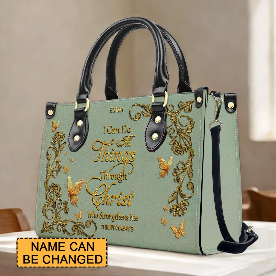 CHRISTIANARTBAG Personalized Leather Handbag with Bible Verse – Custom Name & Color Christian Gift for Women - CAB020226