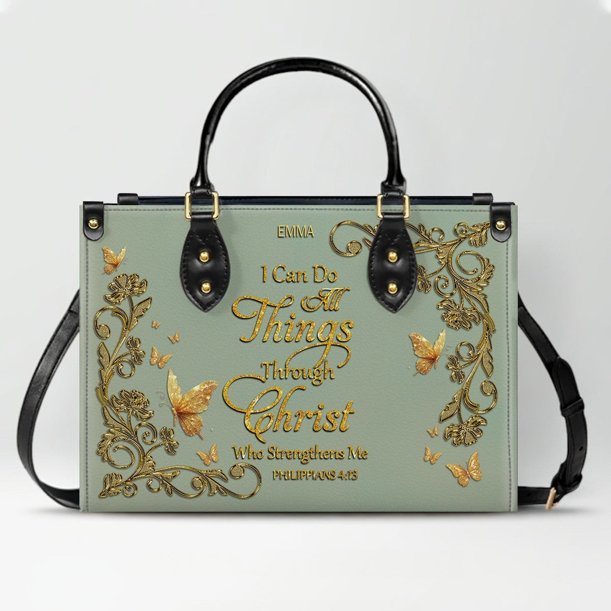 Personalized Leather Handbag & Long Wallet Set – Christian Bible Verse Gift for Women | CHRISTIANARTBAG CAB020226