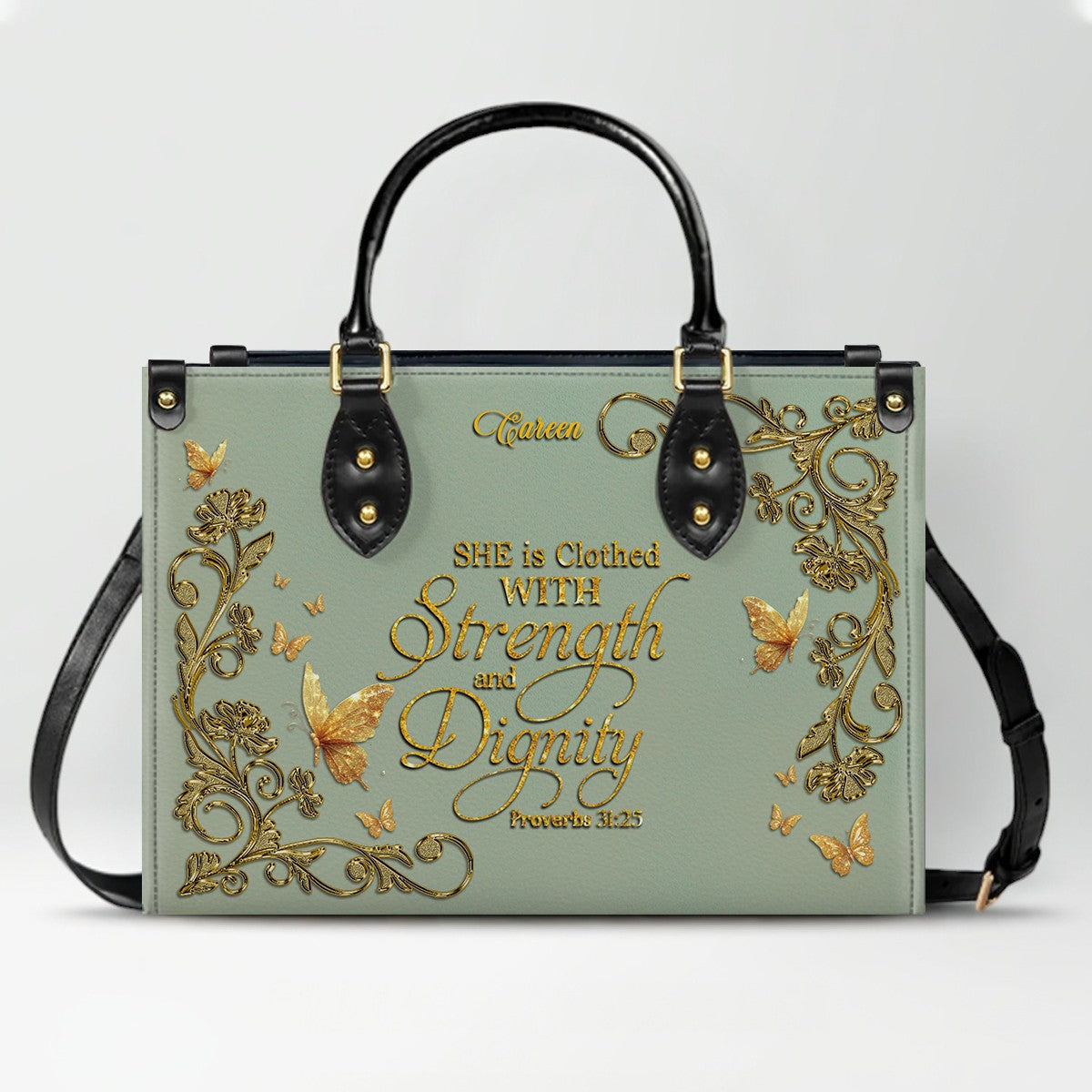 Personalized Leather Handbag & Long Wallet Set – Christian Bible Verse Gift for Women | CHRISTIANARTBAG CAB020226