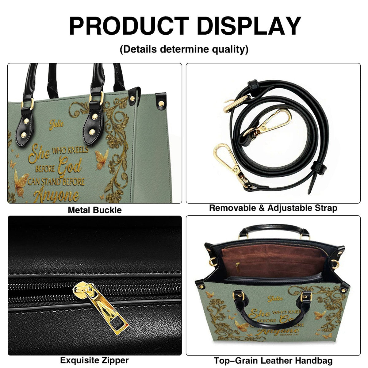 Personalized Leather Handbag & Long Wallet Set – Christian Bible Verse Gift for Women | CHRISTIANARTBAG CAB020226