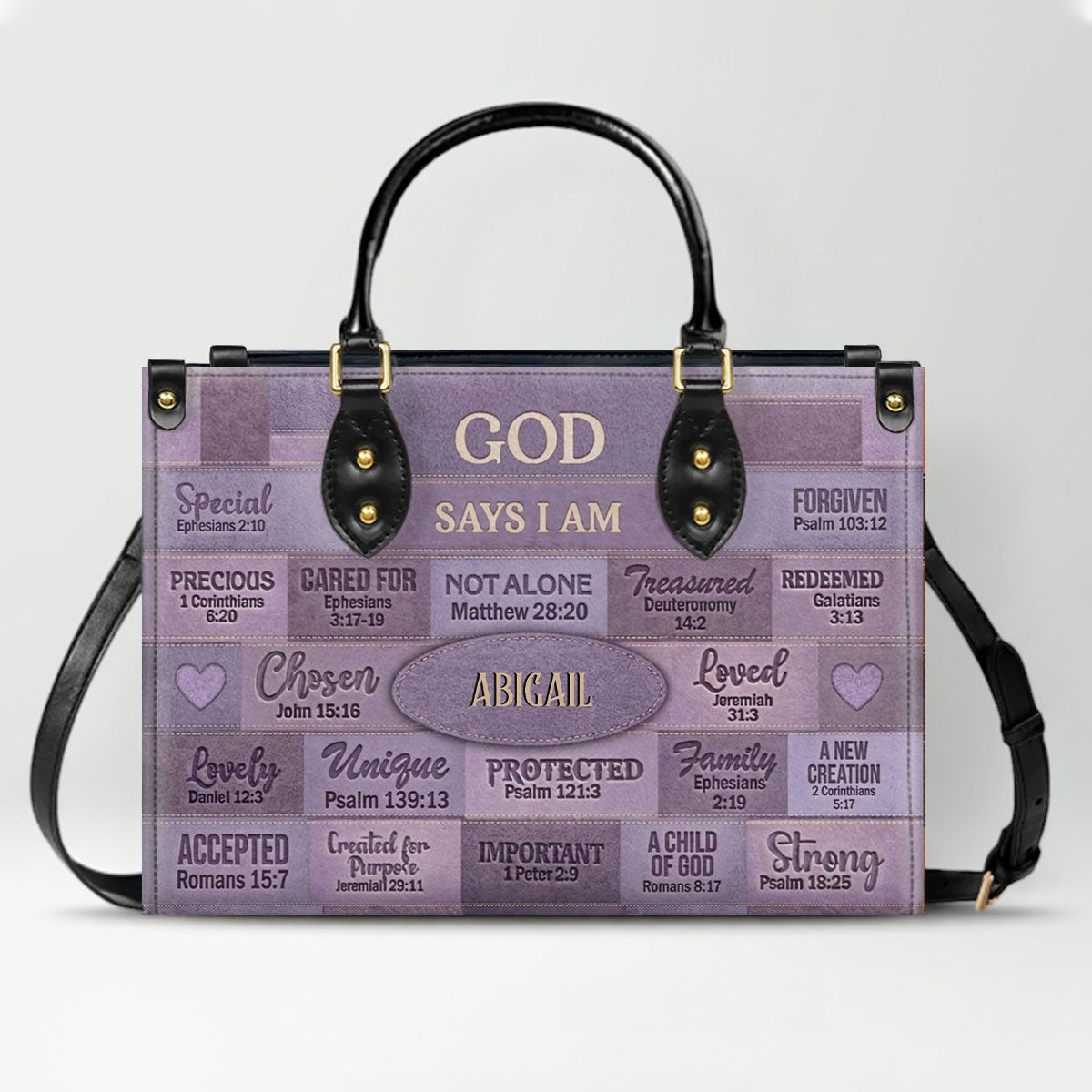 Christian Art Bag God Says I Am Personalized Handbag | Custom Scripture Leather Tote & Purse Set | Faith Based Religious Gifts for Her CAB01062226