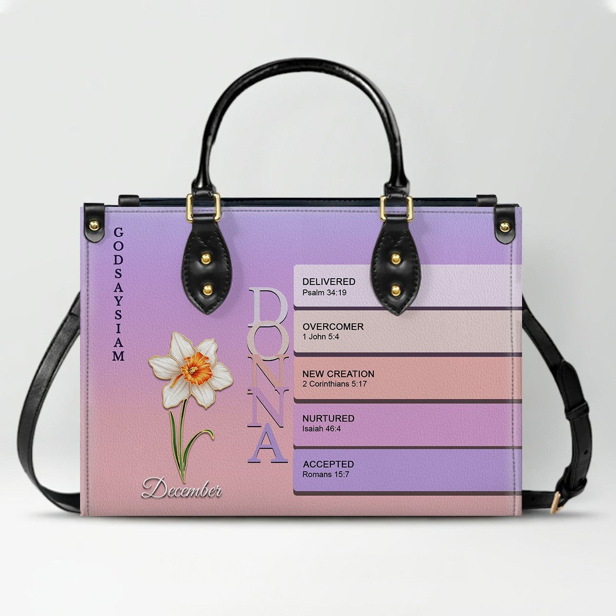 Uncover the sacred meaning of your name - Custom Name & Month Flower - Personalized Leather Handbag - CHRISTIANARTBAG 01181125
