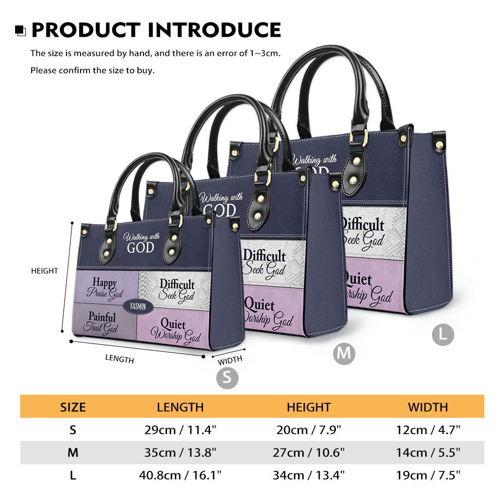 Personalized Leather Handbag by CHRISTIANARTBAG - "Walking with God" Faith-Based Tote for Women