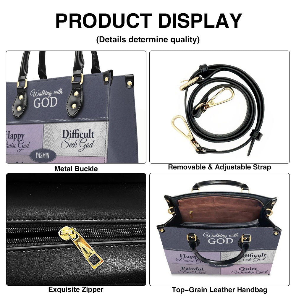Personalized Leather Handbag by CHRISTIANARTBAG - "Walking with God" Faith-Based Tote for Women