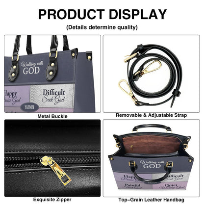 Personalized Leather Handbag by CHRISTIANARTBAG - "Walking with God" Faith-Based Tote for Women