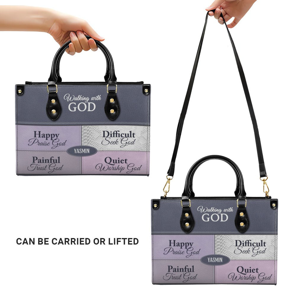 Personalized Leather Handbag by CHRISTIANARTBAG - "Walking with God" Faith-Based Tote for Women