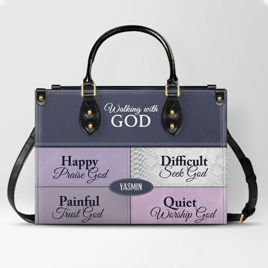 Personalized Leather Handbag by CHRISTIANARTBAG - "Walking with God" Faith-Based Tote for Women
