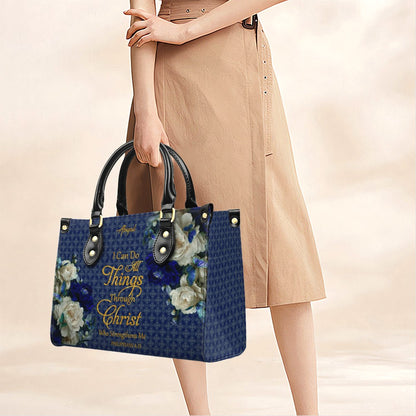 CHRISTIANARTBAG Personalized Leather Handbag - Custom Bible Verse & Name Floral Tote - Faith-Inspired Women's Satchel