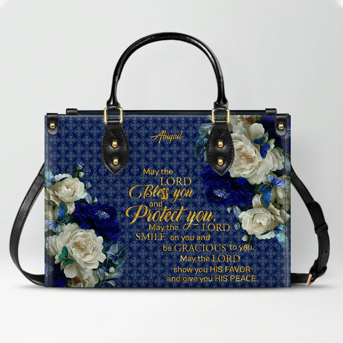 CHRISTIANARTBAG Personalized Leather Handbag - Custom Bible Verse & Name Floral Tote - Faith-Inspired Women's Satchel