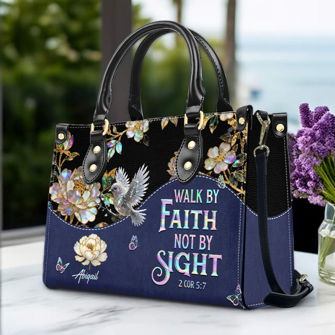 Personalized Leather Handbag – Christian Purse | Mother of Pearl Style | CHRISTIANARTBAG CAB123025
