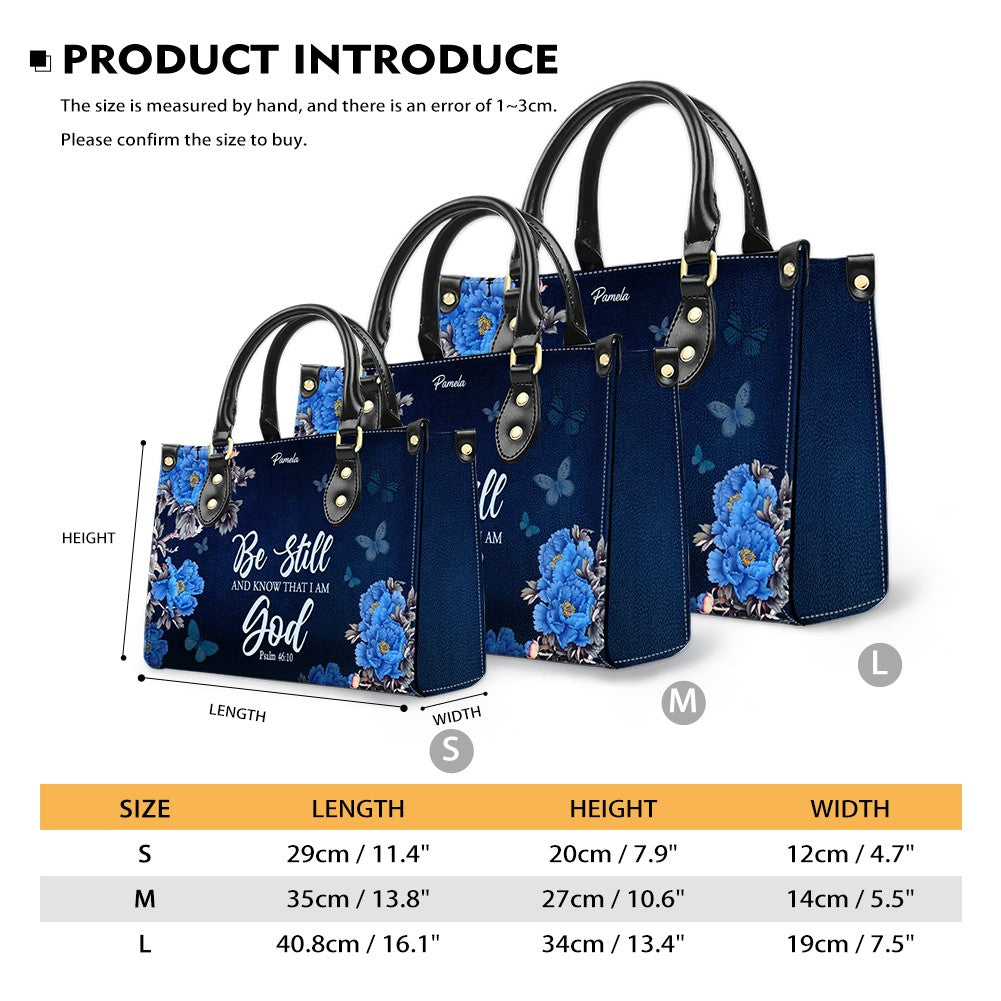 Christian Leather Purse Navy with Personalized Name & Custom Bible Verse | CHRISTIANARTBAG Luxury Bag CAB01121425