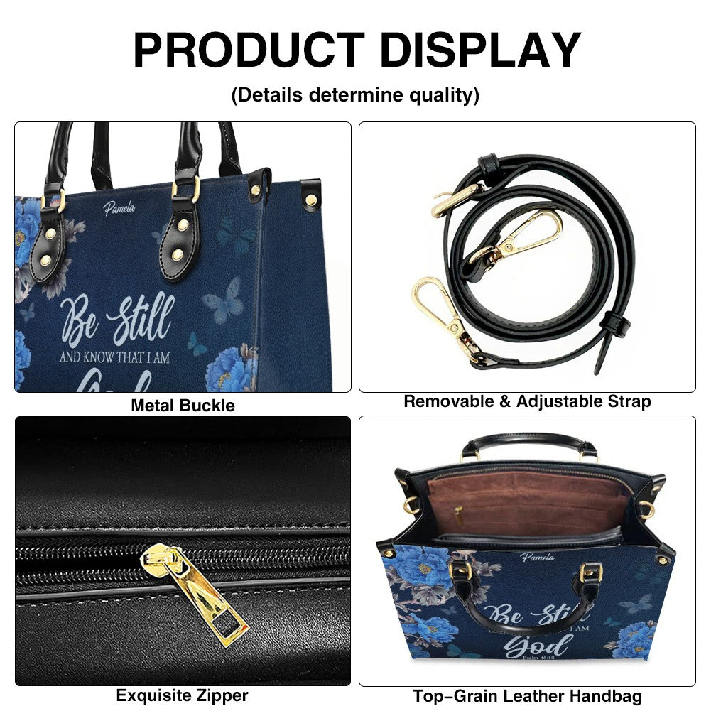 Christian Leather Purse Navy with Personalized Name & Custom Bible Verse | CHRISTIANARTBAG Luxury Bag CAB01121425