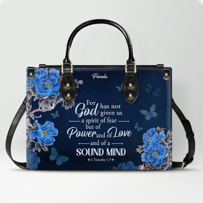 Christian Leather Purse Navy with Personalized Name & Custom Bible Verse | CHRISTIANARTBAG Luxury Bag CAB01121425