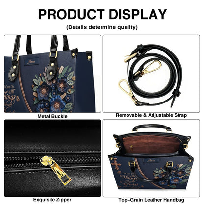 Custom Name Christian Leather Handbag by CHRISTIANARTBAG | I Can Do All Things Shoulder Bag, Religious Floral Gift for Her CAB01070126