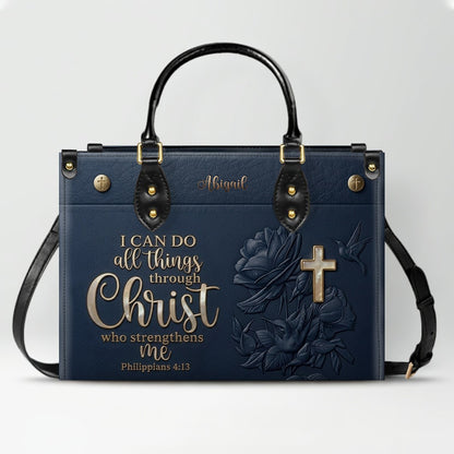 Custom Name Christian Leather Handbag & Wallet Set - Personalized Bible Verse Tote Bag | CHRISTIANARTBAG 01072726