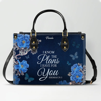 Christian Leather Purse Navy with Personalized Name & Custom Bible Verse | CHRISTIANARTBAG Luxury Bag CAB01121425