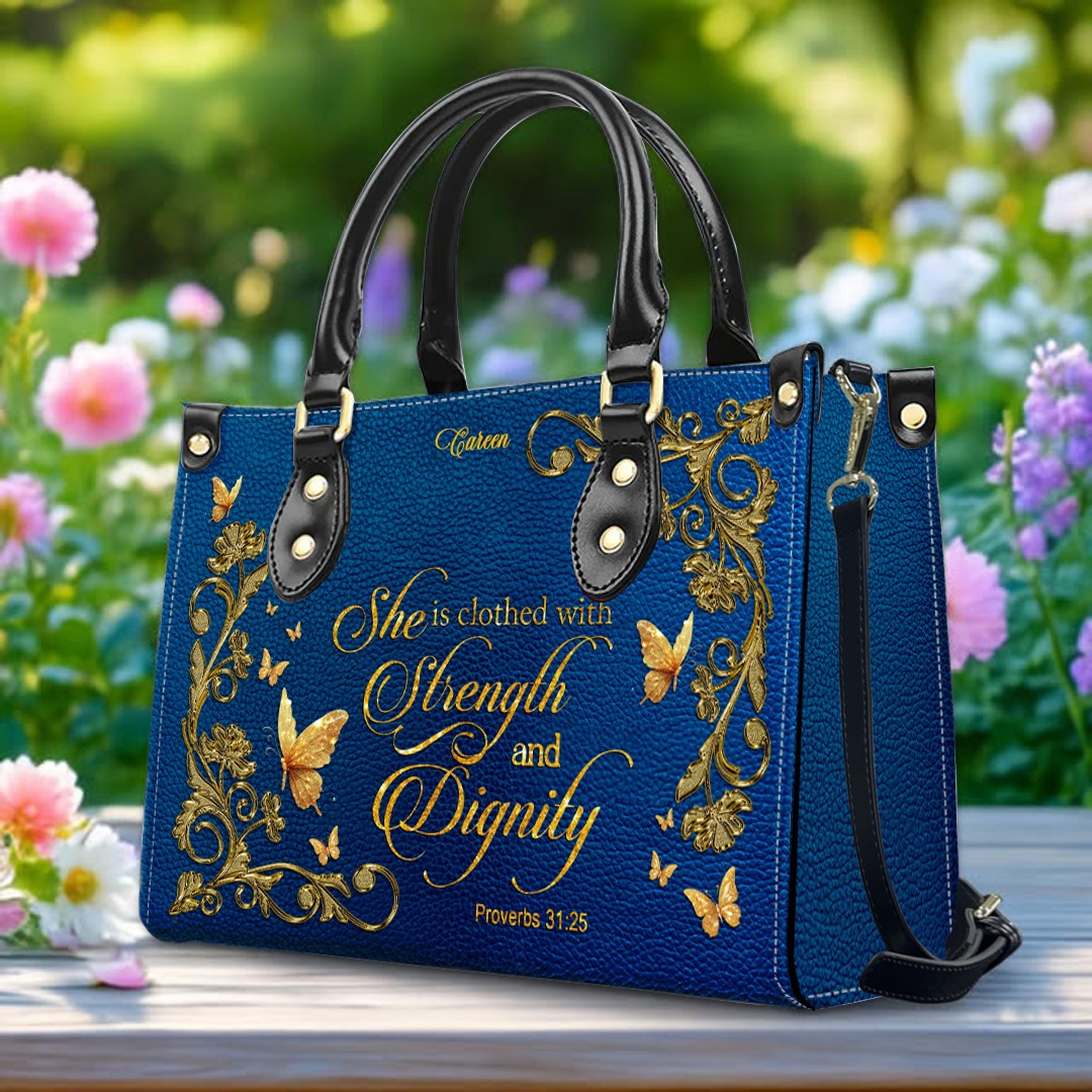 CHRISTIANARTBAG Handbags - She Who Kneels Before GOD - Custom Bible Verses Name & Color - Personalized Leather Handbag - CABLTB01120825