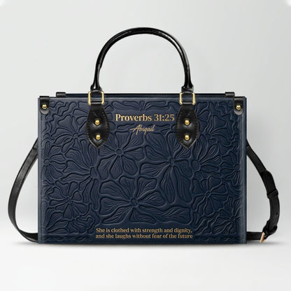 CHRISTIANARTBAG Personalized Leather Handbag - Custom Name & Bible Verse Floral Embossed Tote Bag for Women CAB01101726