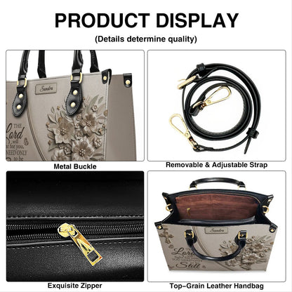 Personalized Bible Verse Leather Handbag, Custom Christian Tote Bag with Name & Exodus 14:14 - CHRISTIANARTBAG 01072626