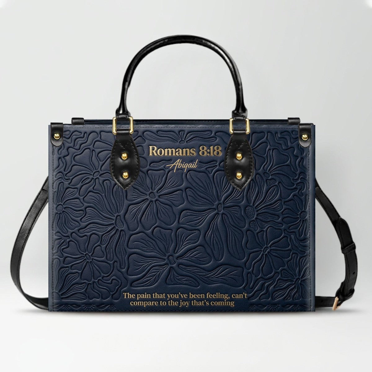 CHRISTIANARTBAG Personalized Leather Handbag - Custom Name & Bible Verse Floral Embossed Tote Bag for Women CAB01101726
