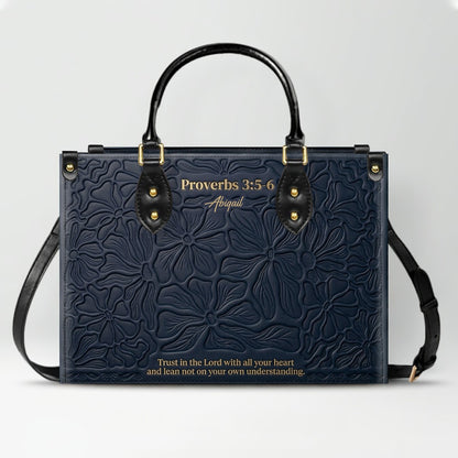 CHRISTIANARTBAG Personalized Leather Handbag - Custom Name & Bible Verse Floral Embossed Tote Bag for Women CAB01101726
