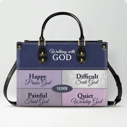 Personalized Leather Handbag by CHRISTIANARTBAG - "Walking with God" Faith-Based Tote for Women