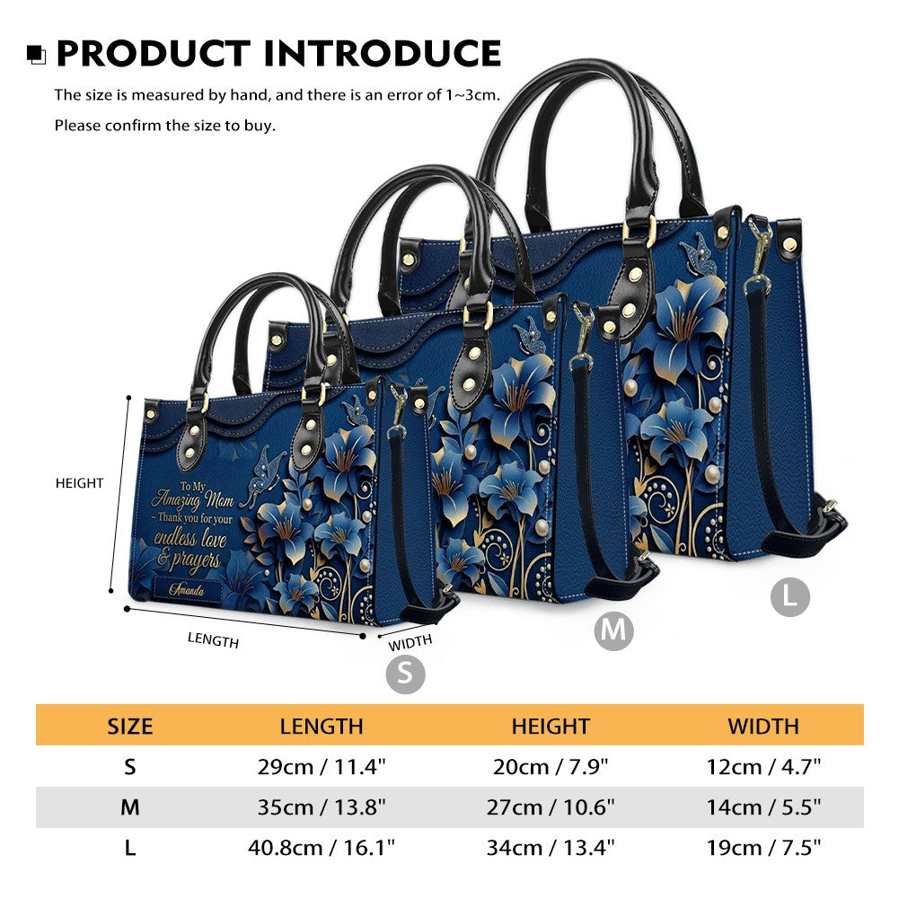 Personalized Mom Leather Handbag & Wallet Set – Custom Name Floral Butterfly Purse for Mother's Day Birthday Gift – CHRISTIANARTBAG CAB01100826