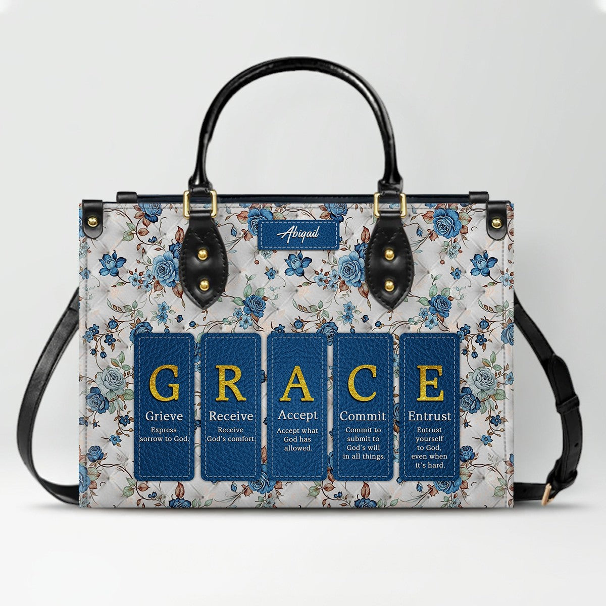Personalized Christian Leather Handbag – Custom Name Faith-Inspired Gift for Women
