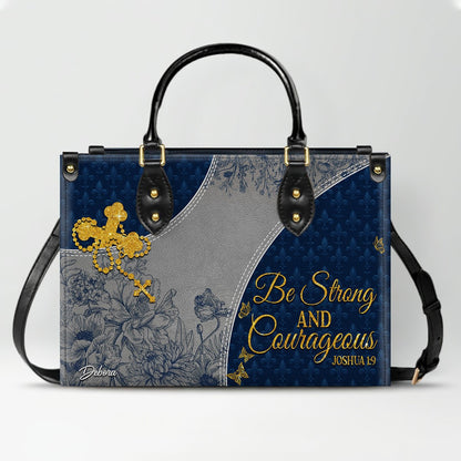 Christian Leather Purse Navy with Personalized Name & Custom Bible Verse | CHRISTIANARTBAG Luxury Bag CAB01121225