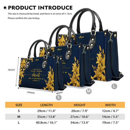 Personalized Leather Handbag Navy Classic with Bible Verse – Christian Gifts – Custom Christian Purse by CHRISTIANARTBAG CAB030226