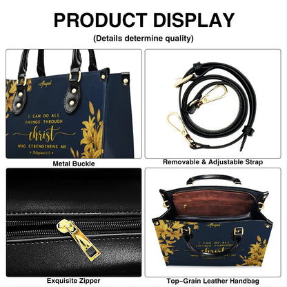 Personalized Leather Handbag Navy Classic with Bible Verse – Christian Gifts – Custom Christian Purse by CHRISTIANARTBAG CAB030226