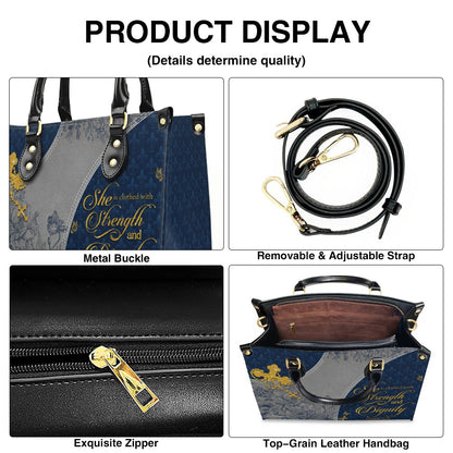 Christian Leather Purse Navy with Personalized Name & Custom Bible Verse | CHRISTIANARTBAG Luxury Bag CAB01121225