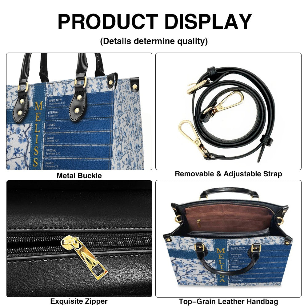 Personalized Leather Handbag – Discover Your Name Through Bible Verses | Custom Christian Handbag
