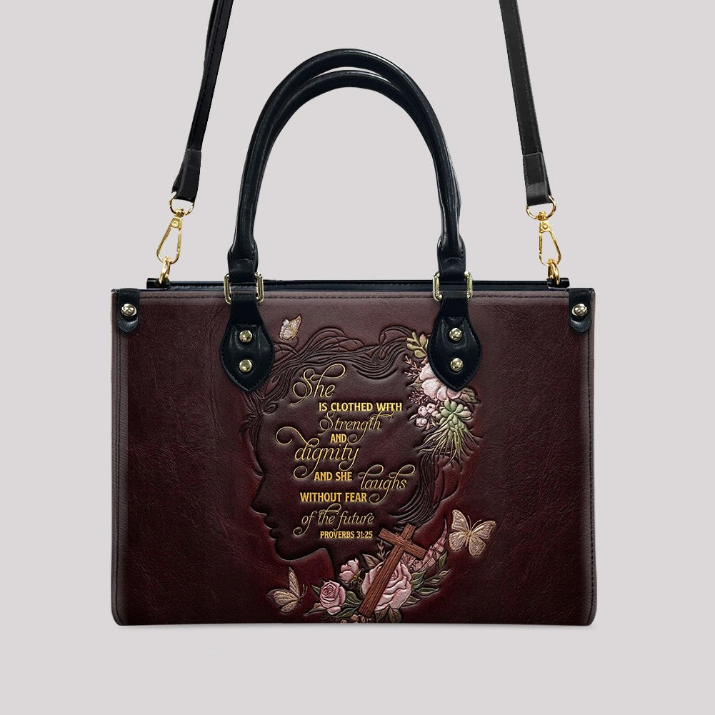 CHRISTIANARTBAG Personalized Leather Handbag - Custom Proverbs 31 in Burgundy - CAB0171326
