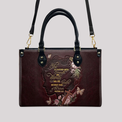 CHRISTIANARTBAG Personalized Leather Handbag - Custom Proverbs 31 in Burgundy - CAB0171326
