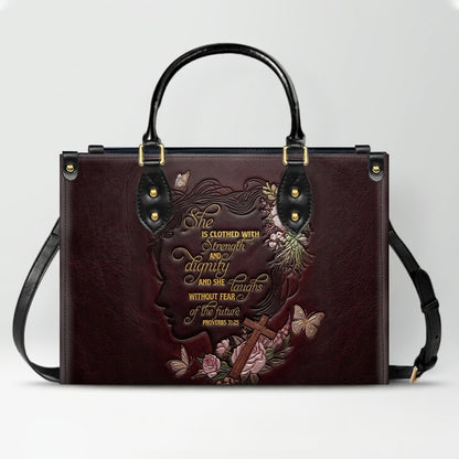 CHRISTIANARTBAG Personalized Leather Handbag - Custom Proverbs 31 in Burgundy - CAB0171326