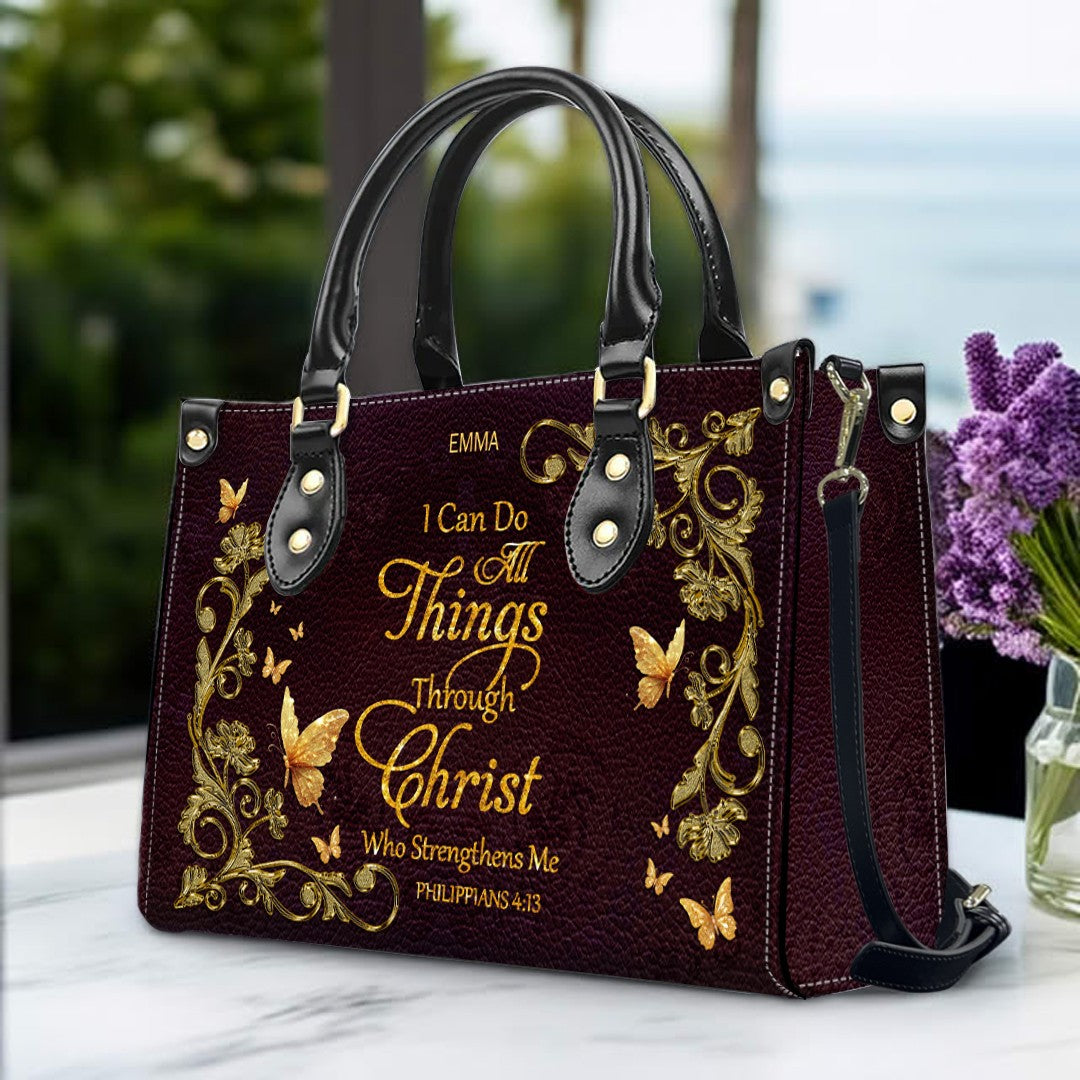 CHRISTIANARTBAG Personalized Leather Handbag with Bible Verse – Custom Name & Color Christian Gift for Women - CAB020226