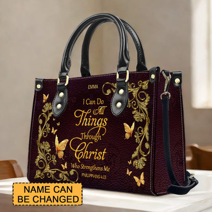 CHRISTIANARTBAG Personalized Leather Handbag with Bible Verse – Custom Name & Color Christian Gift for Women - CAB020226