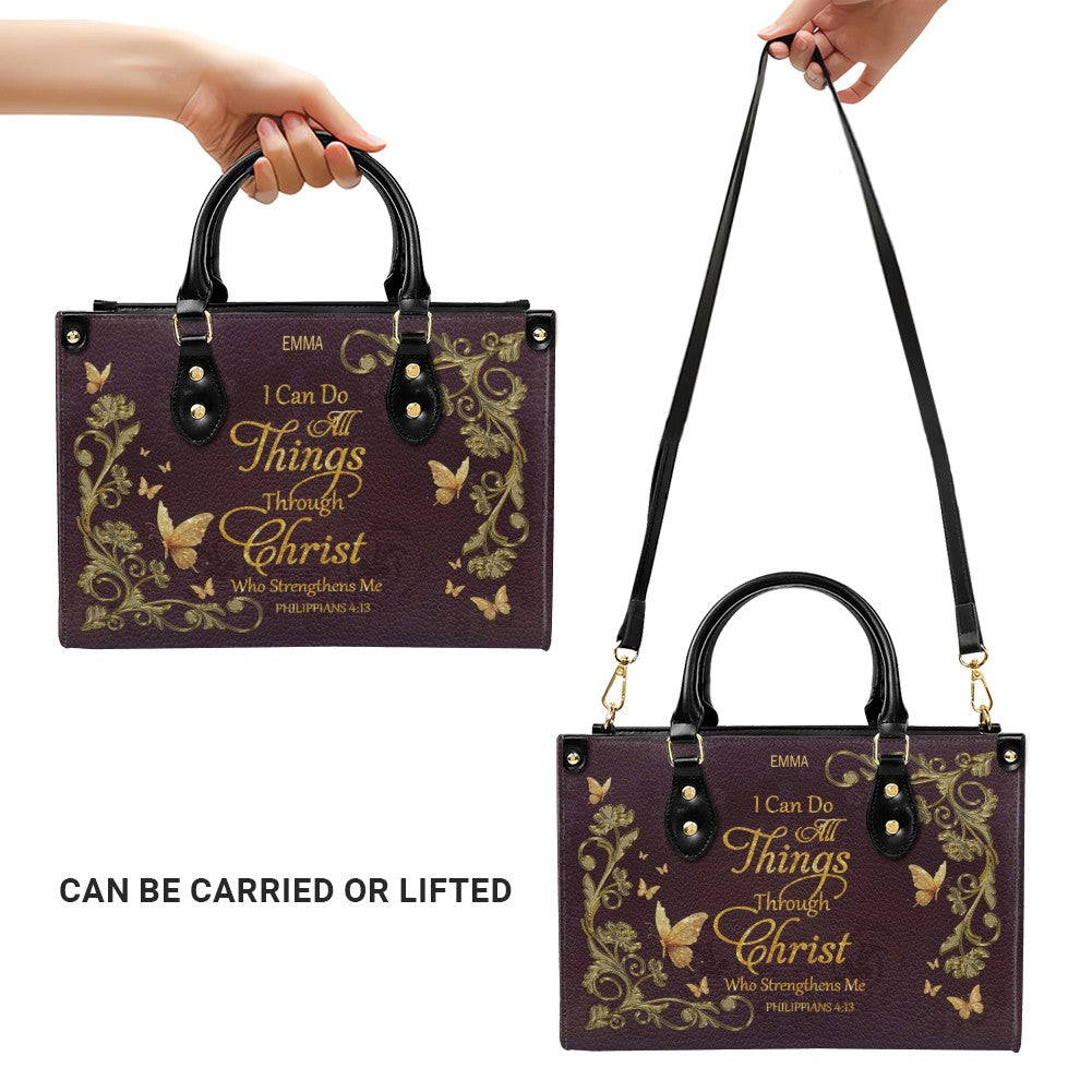 CHRISTIANARTBAG Personalized Leather Handbag with Bible Verse – Custom Name & Color Christian Gift for Women - CAB020226