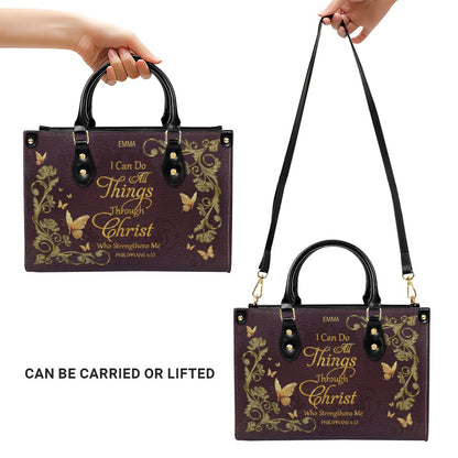 CHRISTIANARTBAG Personalized Leather Handbag with Bible Verse – Custom Name & Color Christian Gift for Women - CAB020226