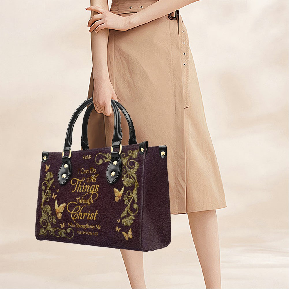 CHRISTIANARTBAG Personalized Leather Handbag with Bible Verse – Custom Name & Color Christian Gift for Women - CAB020226