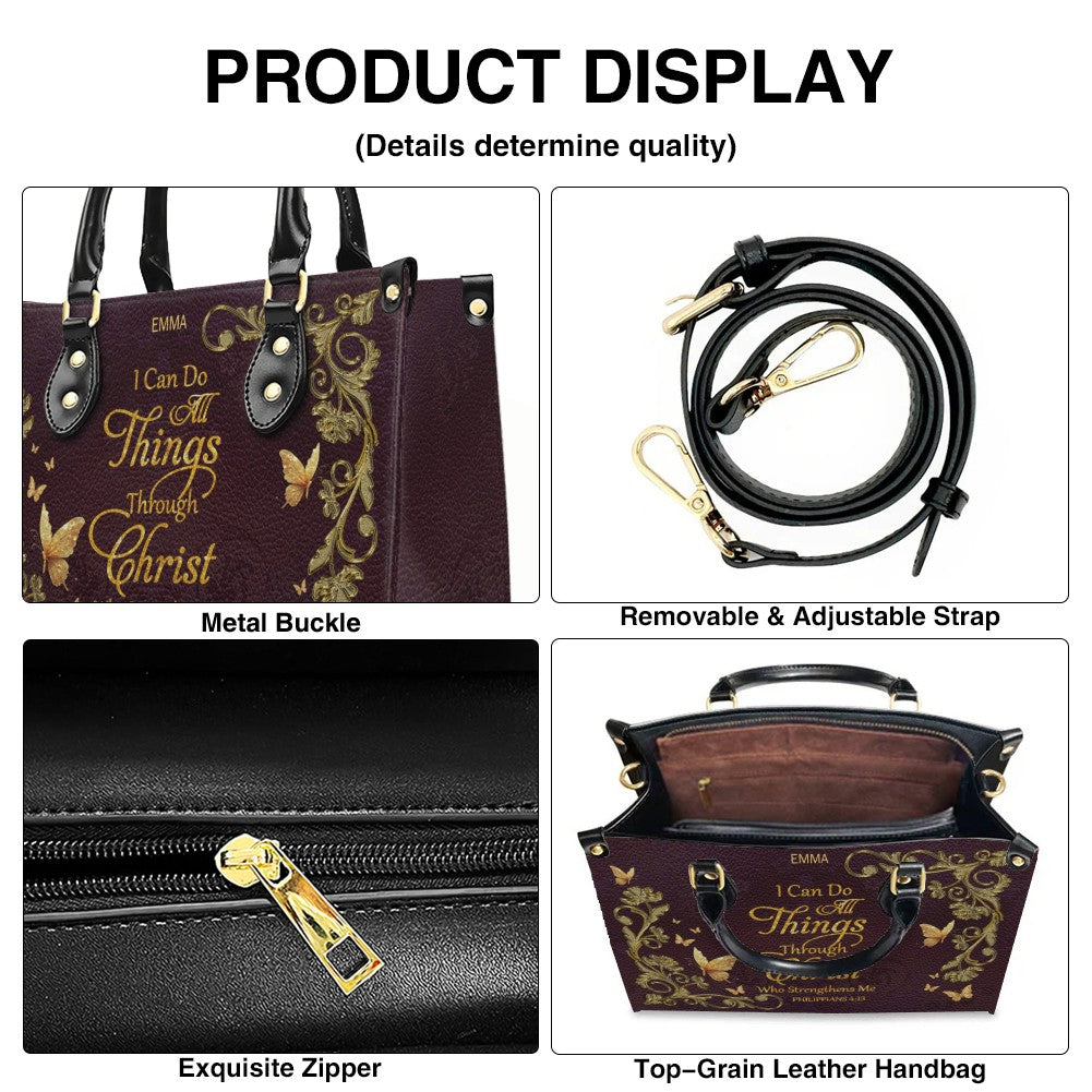 CHRISTIANARTBAG Personalized Leather Handbag with Bible Verse – Custom Name & Color Christian Gift for Women - CAB020226