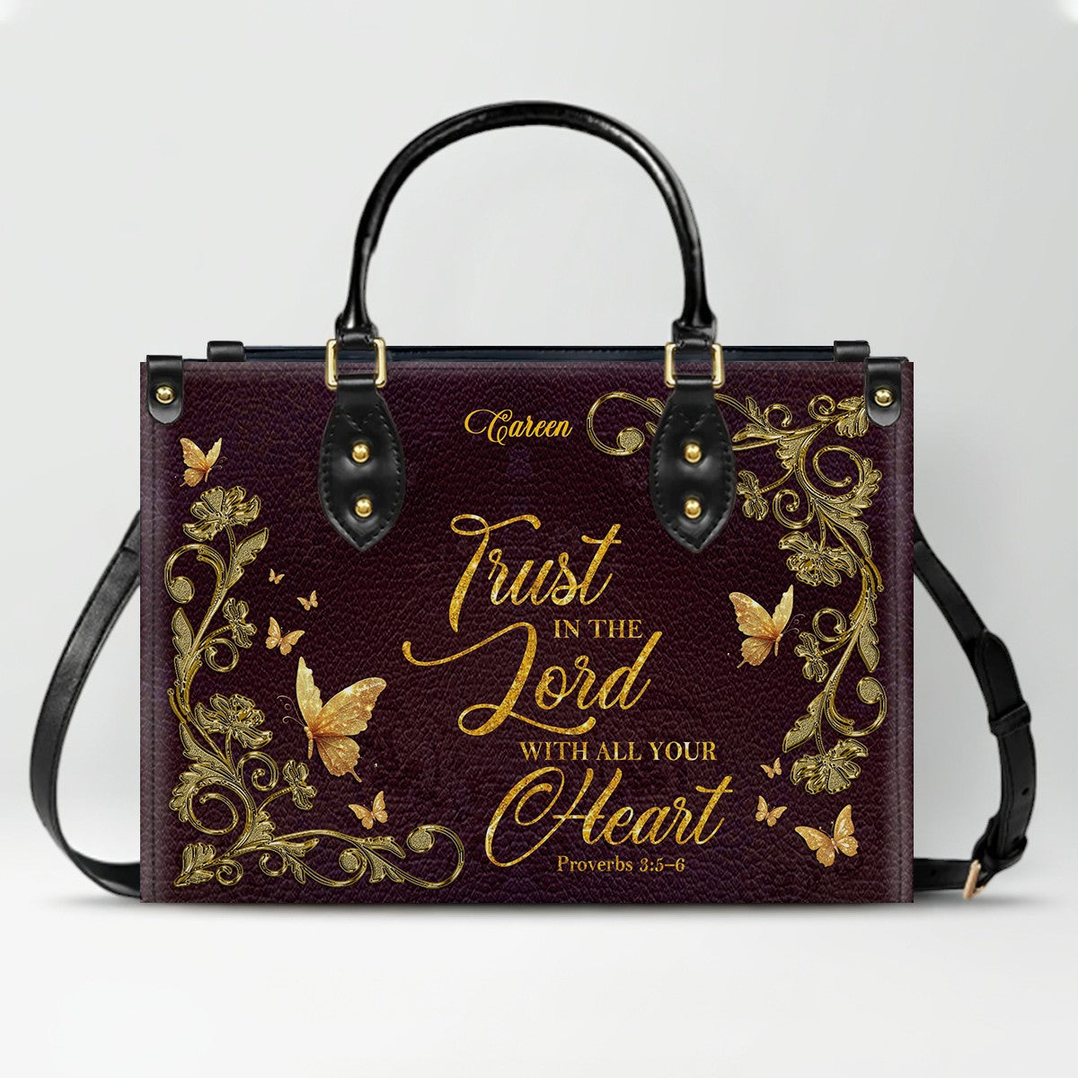 CHRISTIANARTBAG Personalized Leather Handbag with Bible Verse – Custom Name & Color Christian Gift for Women - CAB020226