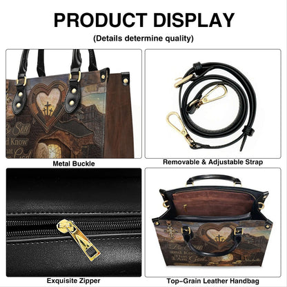 CHRISTIANARTBAG Personalized Leather Handbag with Custom Name & Scripture - Be Still and Know That I Am God | CHRISTIANARTBAG™ CAB017626