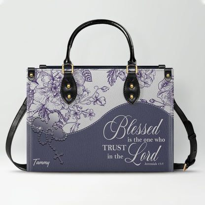 Christian Personalized Leather Handbag Flower for Women – Custom Name & Scripture | CHRISTIANARTBAG CAB031326