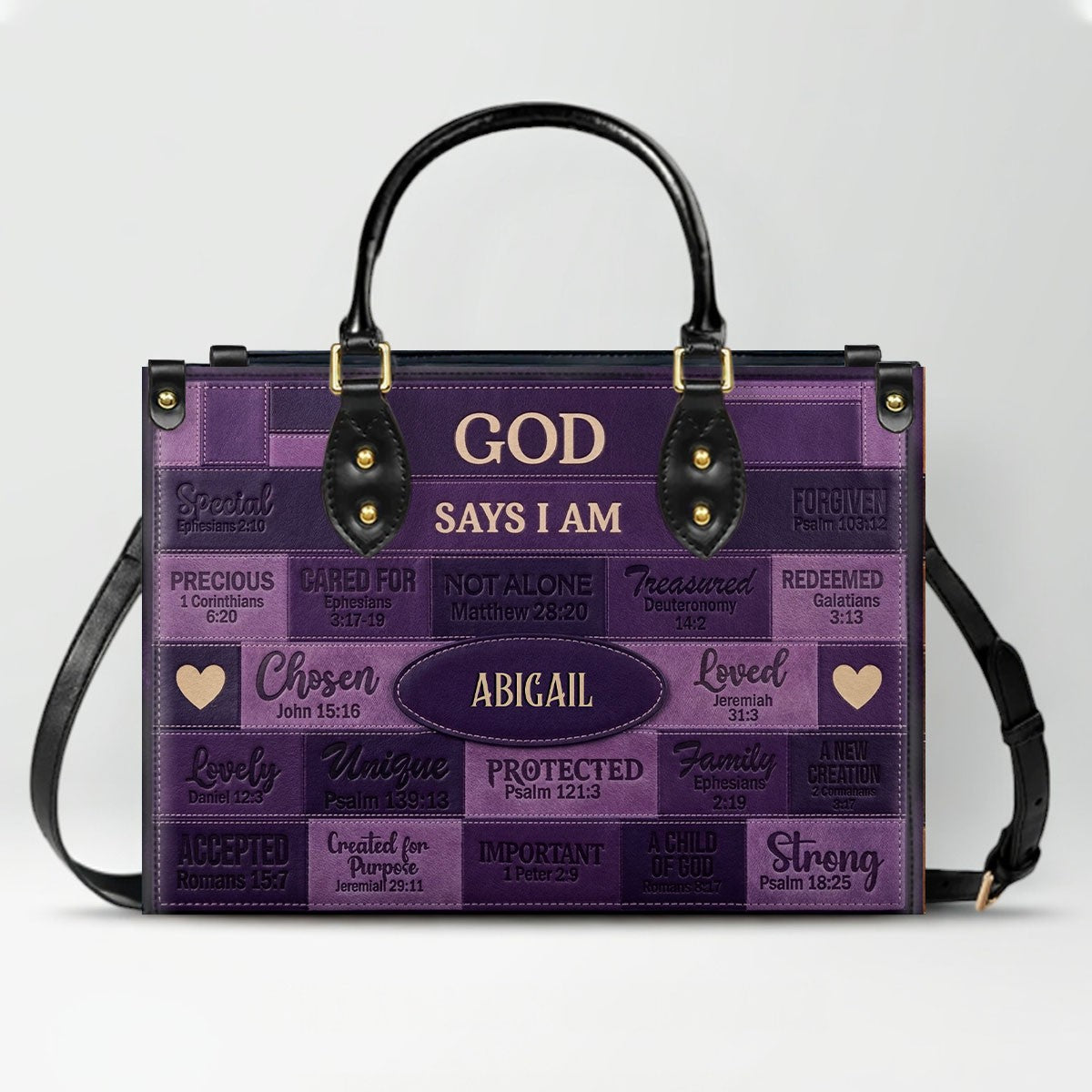 Christian Art Bag God Says I Am Personalized Handbag | Custom Scripture Leather Tote & Purse Set | Faith Based Religious Gifts for Her CAB01062226