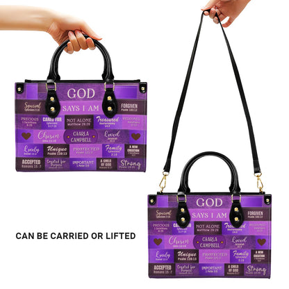 Christianartbag Handbags, God Says You Are Leather Handbag Purple, Personalized Bags, Gifts for Women, Christmas Gift, CABLTB02220923.