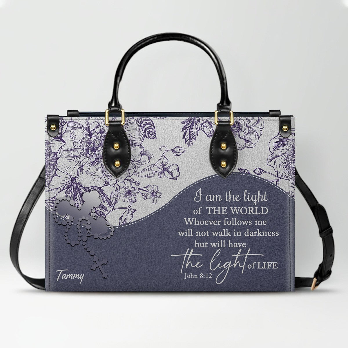 Christian Personalized Leather Handbag Flower for Women – Custom Name & Scripture | CHRISTIANARTBAG CAB031326